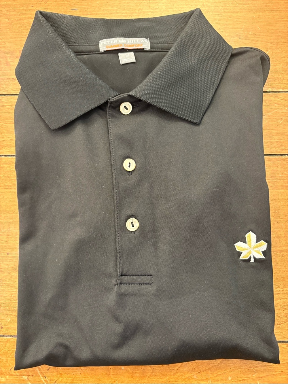 Men’s Peter millar black tour logo golf shirt size medium
